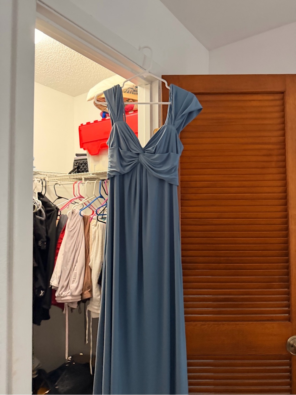Celebrate It Dusty Blue Twist-Front Maxi Dress